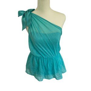 Arden B Teal One Shoulder Top